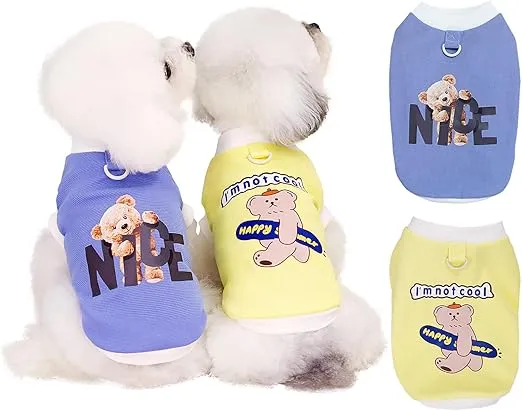 2 CAMISETAS DE ALGODÓN PARA PERROS Y GATOS PEQUEÑOS