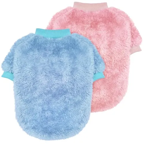 2 SUDADERAS PERROS PEQUEÑOS - AZUL Y ROSA