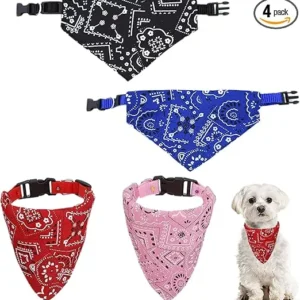 4 COLLARES AJUSTABLES CON BANDANA PARA PERRITOS