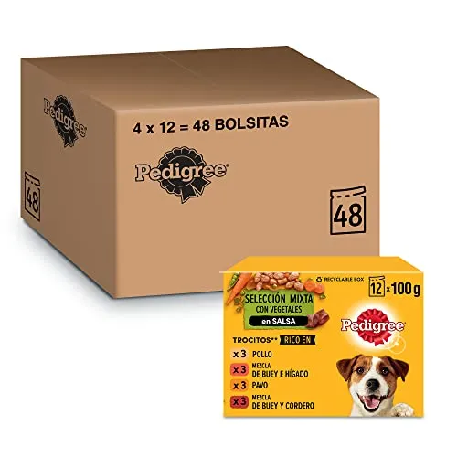 48 BOLSITAS COMIDA HÚMEDA PERROS MINI DE PEDIGREE
