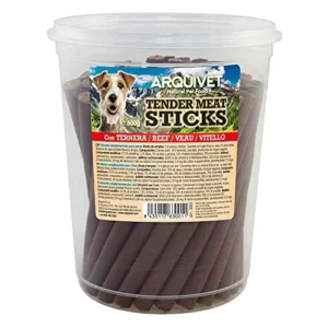Arquivet, Tender Meat Sticks Ternera 500 g, Palitos Blandos para Perros, Snacks, premios, recompensas, chuches, golosinas caninas