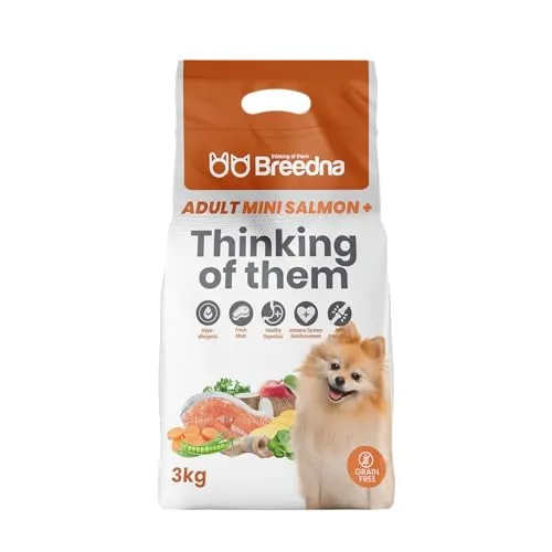 BREEDNA - Adult Mini Salmon+ 3kg, Pienso Hipoalergénico para Perros de Raza Pequeña