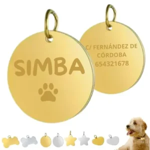 CHAPA PERRO PERSONALIZADA GRABADA CON LÁSER