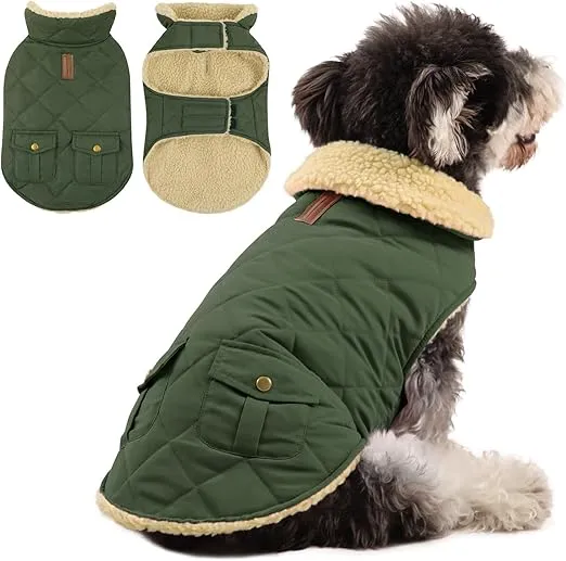 CHAQUETA DE INVIERNO TALLA S PARA TECKEL Y BULLDOG - VERDE