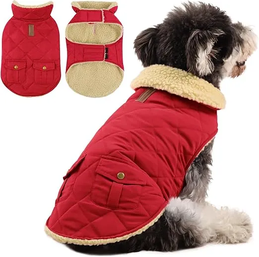CHAQUETA DE INVIERNO TALLA XS PARA TECKEL Y BULLDOG - ROJO