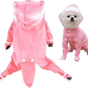 CHAQUETA LLUVIA PERROS CON CAPUCHA, BOTAS Y COLA DESMONTABLE