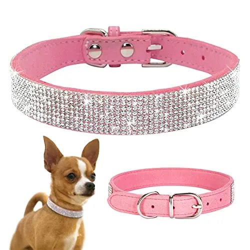 COLLAR DE CUERO BRILLANTE PARA CACHORROS Y CHIHUAHUAS