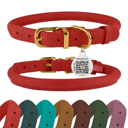 COLLAR DE CUERO ENROLLADO PARA PERROS PEQUEÑOS