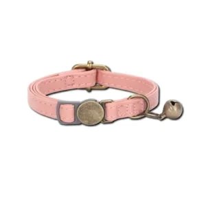 COLLAR DE PIEL ROSA PARA RAZAS PEQUEÑAS