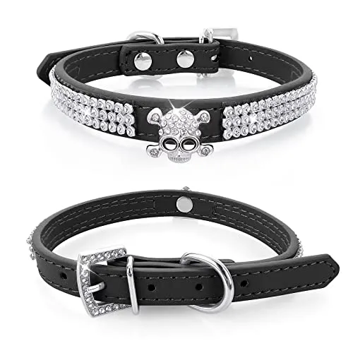 COLLAR PERRITO PIEL SINTÉTICA CON BRILLANTES