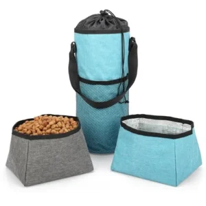 CONTENEDOR COMIDA PERRO CON COMEDERO Y BEBEDERO PORTÁTIL