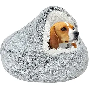 Cama de felpa calmante para gatos y perros en form