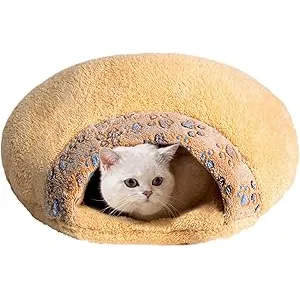 Cama para gatos de peluche calefactable _ Cama par