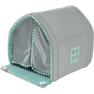 Caseta exterior vallada para perros, cama de cueva