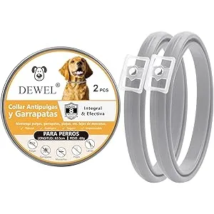 DEWEL Set de 2 Collar Antipulgas y Garrapatas, 8 M