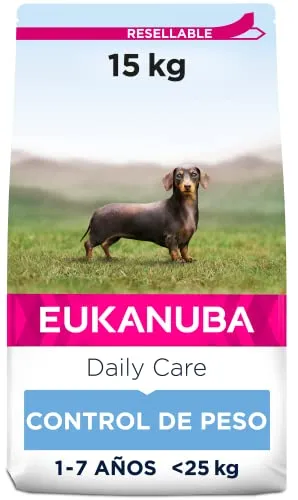Eukanuba Alimento seco control de peso perros adultos medianos, 15 kg