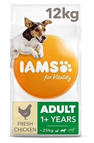 IAMS Alimento seco para perros de razas pequeñas con pollo fresco, perros adultos de más de 1 año, 12 kg