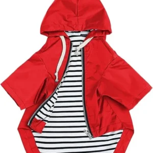 IMPERMEABLE CON BOTONES REFLECTANTES - ROJO XS