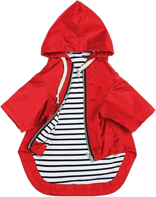 IMPERMEABLE CON BOTONES REFLECTANTES - ROJO XS