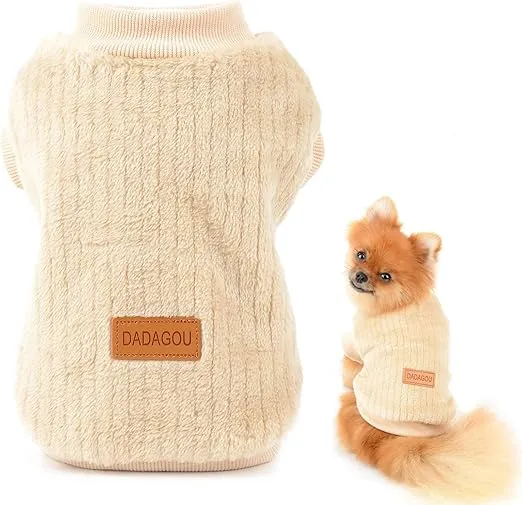 JERSEY DE LANA ACANALADO PARA PERROS MINI, BEIGE