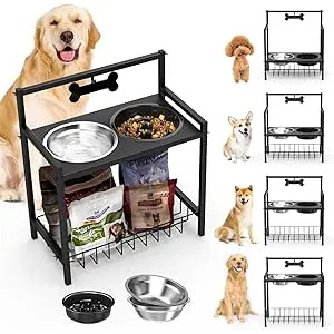 Lewondr Comedero Elevado para Perros, Cuencos de A
