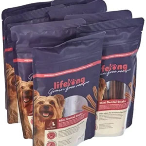 Lifelong Mini palitos dentales sin cereales para razas pequeñas Perro, Pollo, 56g, Paquete de 8