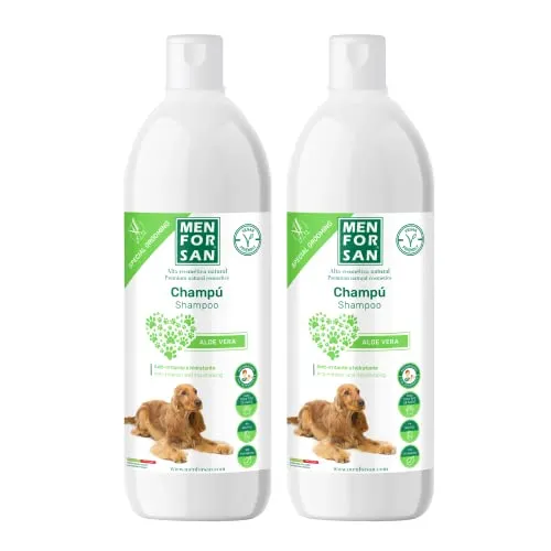 MENFORSAN Champú Perros, Aloe Vera, Verde, 1 l Paquete de 2