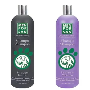 MENFORSAN Champú Perros Pelo Negro 1L, Intensificador del Color & Champú Perros Pelo Blanco 1L