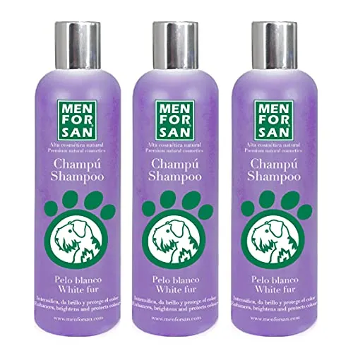 MENFORSAN Champú para Perros de Pelo Blanco, Frutal, Morado, 300 ml (Paquete de 3)