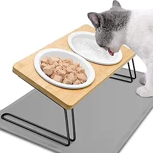 Otauoaea Comedero Gato Elevado Ceramica, 2X Comede
