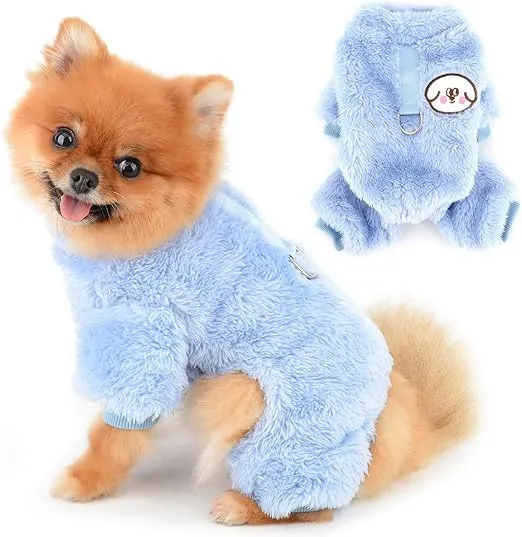 PIJAMA DE FORRO POLAR PARA PERROS PEQUEÑOS - AZUL