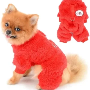 PIJAMA DE FORRO POLAR PARA PERROS PEQUEÑOS - ROJO
