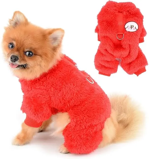 PIJAMA DE FORRO POLAR PARA PERROS PEQUEÑOS - ROJO