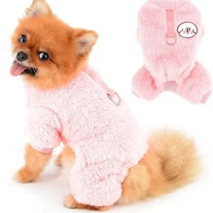 PIJAMA DE FORRO POLAR PARA PERROS PEQUEÑOS - ROSADO