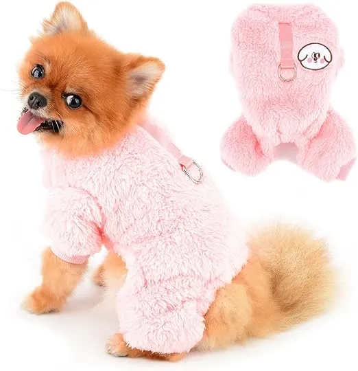 PIJAMA DE FORRO POLAR PARA PERROS PEQUEÑOS - ROSADO
