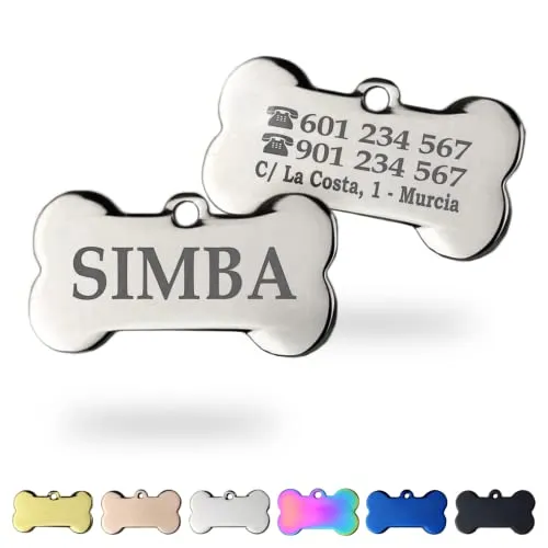 PLACA PERRO PERSONALIZADA FORMA HUESO