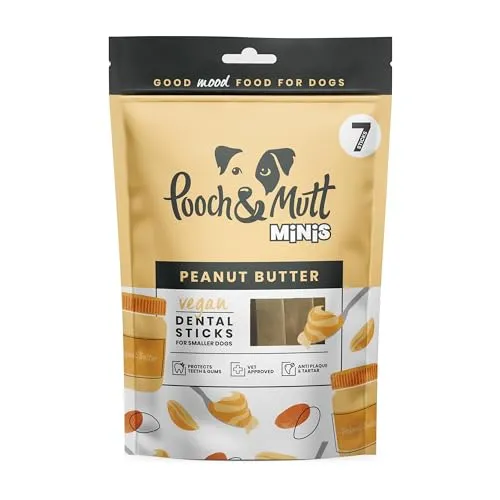 Palitos dentales con Sabor a Mantequilla de maní para Perros, 1 Paquete de 7 palitos