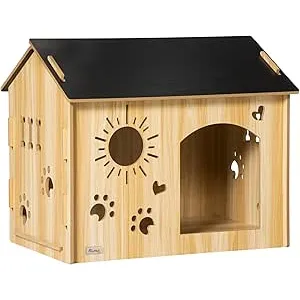 PawHut Caseta de Madera para Perros Pequeños Casa