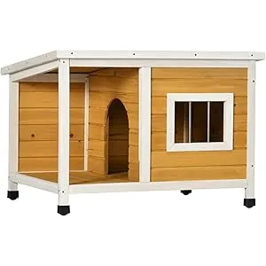 PawHut Caseta para Perros de Madera 85,5x62x60 cm