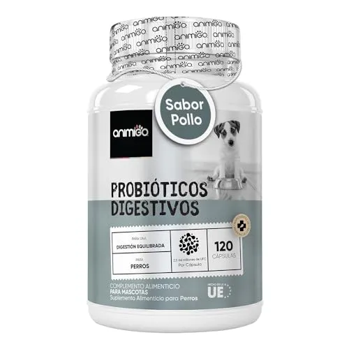 Probióticos, Prebióticos y Enzimas Digestivas para Perros 120 Comprimidos Sabor a Pollo