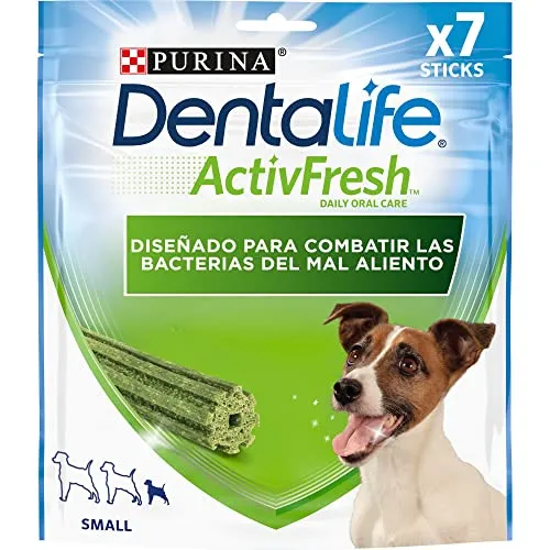 Purina Dentalife Activfresh Small, Snack Dental, mal aliento perros pequeños, Mini ,6 Bolsas de 7 sticks