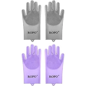 ROPO Guantes de silicona para aseo de mascotas, gu