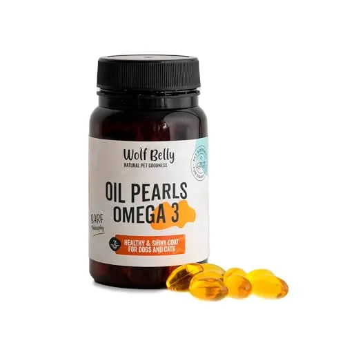 Suplemento Omega 3 Perros y Gatos 100% Natural (60 Perlas) Cápsulas Aceite de Pescado Ricas en DHA y EPA