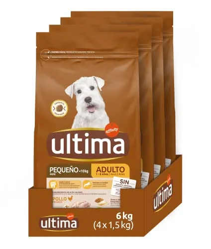Ultima Pequeño Adult Pollo, Comida seca para perros, Pack de 4 x 1,5kg, Total 6kg