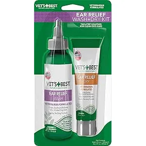 Vet's Best Kit de Limpiador de oído de Perro, Lava